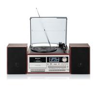 Tocadiscos, Radio DAB/DAB+/FM Reproductor CD, Cassette, Bluetooth, USB, Vintage