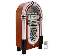 Máquina de Discos Retro Tocadiscos Años 1950 Jukebox Estilo Vintage Pantalla LCD Luces CD, USB, Memory Card SD/MMC, Radio AM FM, MP3, Bluetooth, AUX, Entretenimiento para Bares Pubs con Mando GRATIS