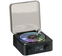 Tocadiscos Retro Bluetooth 5W - Altavoz inalámbrico con Modos de luz y Ruido Blanco - Caja de música con AUX y Tarjeta TF - Reproductor de Vinilo - 14,2 x 15,3 x 6,7 cm - Negro