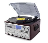 Tocadiscos retro Bluetooth con altavoces integrados, reproductor de CD 9 en 1, radio AM/FM para entretenimiento