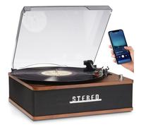 Tocadiscos retro con Bluetooth y altavoces integrados, Denver VPB-262 Multi-Speed Turntable Music System (33 ⅓ / 45 / 78 RPM) con línea de salida y parada automática