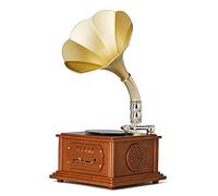 Tocadiscos retro con fonógrafo vintage con altavoces estéreo integrados, reproductor de discos de vinilo portátil, Bluetooth