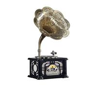 Tocadiscos Retro de gramófono de Madera, Todo en uno, fonógrafo Vintage, Tocadiscos de gramófono nostálgico, Tocadiscos de Vinilo, Altavoces estéreo con bocina de Cobre