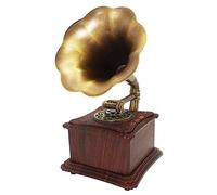 Tocadiscos Retro de Madera Maciza, Mini Sistema de Sonido de Altavoz estéreo con Forma de gramófono, fonógrafo de Estilo clásico Retro Vintage