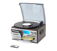 Tocadiscos retro multifuncional de 3 velocidades con radio AM/FM y reproductor de CD/casete