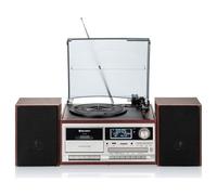 Roadstar HIF-8892DBT Equipo de Música Hi-Fi Vintage Tocadiscos 33/45/78 RPM, Radio Dab/Dab+/FM, Reproductor CD-MP3, Cassette, Bluetooth, Puerto USB y Tarjeta SD, Mando a Distancia, Retro, Madera