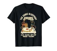 Tocadiscos Sonic Blueprint Black History Music Evolution DJ Camiseta