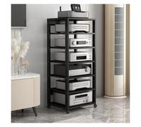 Tocadiscos Soporte para Discos, Soporte para Reproductor de Discos, 7 Niveles, 131 cm de Alto, Torre de vídeo/Armario de Almacenamiento para TV estéreo, estantes para Altavoces y ampl