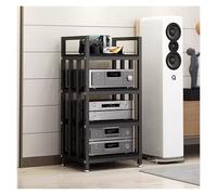 Tocadiscos Soporte para Discos, Soporte para Reproductor de Discos, Soporte para componentes estéreo de 4 Niveles, Torre de Video, gabinete para Medios, Estante Moderno de Madera, Rep
