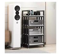 Tocadiscos Soporte para Discos, Soporte para Reproductor de Discos, Soporte para componentes estéreo de 4 Niveles, Torre de Video, gabinete para Medios, Estante Moderno de Madera, Rep