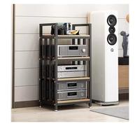 Tocadiscos Soporte para Discos, Soporte para Reproductor de Discos, Soporte para componentes estéreo de 4 Niveles, Torre de Video, gabinete para Medios, Estante Moderno de Madera, Rep
