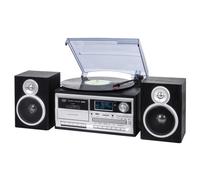Tocadiscos Trevi TT 1072 Direct Drive Semiautomático 3 Velocidades CD/Cassette/Radio/USB/SD Negro Plata