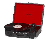 Denver Tocadiscos de Vinilo Maletín con Altavoces y USB, Negro | Tocadiscos de vinilo maletín: 33/45/78 RPM, altavoces, grabación USB a PC, auto-stop y salida RCA