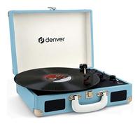 Tocadiscos Vinilo Vintage Denver VPL-120 Azul - Giradiscos Bluetooth con Altavoces - Reproductor Vinilos 3 Velocidades - Maleta Portátil - USB Grabación - Toca Discos Retro