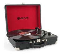 Tocadiscos Vinilo Vintage Denver VPL-120 Negro, Giradiscos Bluetooth con Altavoces, Reproductor Vinilos 3 Velocidades, Maleta Portátil, USB Grabación, Toca Discos Retro