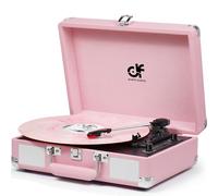 Tocadiscos Vintage de Maleta Rosa - Tocadiscos de 3 velocidades con Bluetooth, grabación USB, convertidor de MP3, Altavoces, lápiz Capacitivo