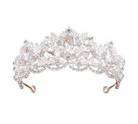Tocado con corona de diamantes de imitación para mujer, tocado de cristal para fiesta de novia y evento formal, adorno elegante para el cabello, plata, Talla única