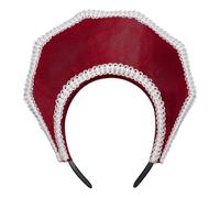 Tocado con detalle de encaje para recreaciones históricas y ropa de Halloween, diadema clásica de Ana Bolena con elegante detalle de perlas artificiales para teatro, Halloween, fiesta, ropa isabelina