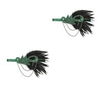 Tocado con diamantes de imitación for mujer, diadema con pinza for el pelo, 2 piezas, tocados, sombreros, diadema(Green)