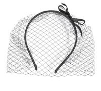 Tocado Con Velo 2 uds velo que cubre la cara diadema elegante diadema de malla velo cara máscara de red tocado de novia vestido de fiesta accesorios for el cabello De Mujer(Black A)