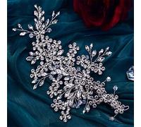 Tocado de Boda, Accesorios para el Cabello de Novia, Tocado de Diamantes de imitación, Horquilla de Cristal para Boda (pequeña a la Izquierda)