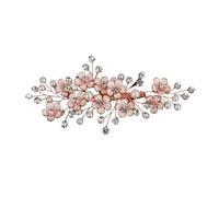 Tocado de boda con flores plateadas, pinzas for el pelo de novia hechas a mano, accesorios for el cabello de perla dorada for mujer, tiaras de fiesta, joyería(Rose gold)