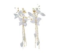 Tocado de boda de estilo chino, 2 uds., horquilla china Vintage, tocado con pinza for el pelo for decoración del cabello de mujer(White)