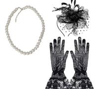 Tocado de Boda para Mujer - Set Distintivo de Adornos de Té Negro con Pamela de Plumas, Sombrero y Velo Negro