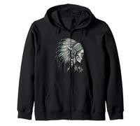 Tocado de Calavera de Jefe Nativo Americano Indio Fresco Vintage Sudadera con Capucha