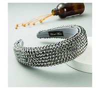 Tocado de cristal de estilo barroco a todo color con cuentas de colores brillantes y banda para el cabello con esponja de ala ancha para mujer, tocado de fiesta