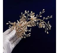Tocado de diamantes de moda con flores y perlas doradas, diadema de cristal suave, accesorios para el pelo de flores de cristal