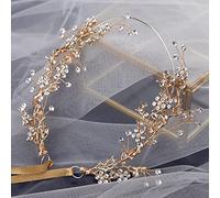 Tocado de diamantes retro diadema de novia dorada rojo cristal largo pelo pelo estilo europeo vestido de noche suave boda accesorios para el cabello