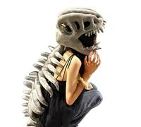 Tocado de dinosaurio, tocado esqueleto, 45.67x6.69x7.87 pulgadas, accesorio de disfraces, diseño liviano, ajuste ajustable, un tamaño, beige, fiesta de cosplay de Halloween, máscara, actuación en el e