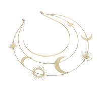 Tocado de Diosa Estrella y Luna Dorado para Mujer, Boda y Prom | Aleación de Zinc, Acabado Dorado Radiante, Estilo Medieval Princesa Griego, Ligero y Cómodo