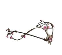 Tocado De Elfo Tiara de ramas elfo, tocado élfico, corona hadas, aro, piedra lunar con gema rosa for disfraz hada, diadema for mujer(Color2)