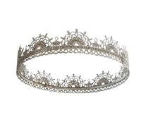 Tocado De Fiesta Con Gran Tiara Redonda Metal Del Príncipe Heredero Rey Real Adecuadas Para Muchas Ocasiones(Silver)