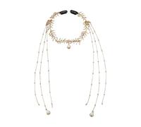 Tocado de flecos de metal con flecos desmontables, ligero, cómodo para fiestas de novia y artistas, collar de diamantes de imitación, talla única, como se describe, como se describe