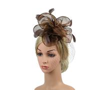 Tocado de flores con velo para mujer, sombrero de plumas con clip para boda, fiesta, cóctel, fiesta de té