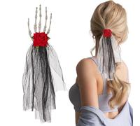 Tocado de flores góticas, horquillas con garra de calavera - Diadema de mascarada con horquilla de hueso de mano punk | Horquillas de tocado de mano de calavera de Halloween, tocado de esqueleto de Ha