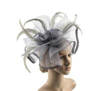 Tocado de flores para mujer, sombrero con velo y clip de plumas, para fiesta de té, boda, cóctel