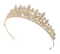 Tocado de Gemas de Imitación Tiara Barroca de Aleación Dorada | Estilo Elegante y Retro, Ajuste Seguro que No se Cae, para Niñas y Señoras en Cumpleaños y Aniversarios