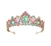 Tocado de novia con brillantes diamantes de imitación, tiaras de cristales coloridos para bodas y fiestas, elegante postizo de pelo exquisito Diadem de artesanía