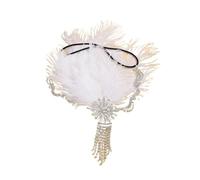 Tocado de novia de plumas, accesorio de pelo vintage de alta gama con borlas laterales