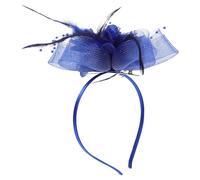 Tocado de Novia de Plumas Malla, Tocado Pequeño Azul Rey