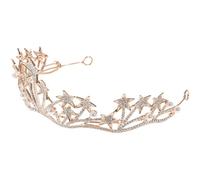 Tocado de Novia Elegante con Cristales y Perlas Doradas | Aleación de Zinc, Diseño, Accesorio Seguro para Fiestas y Ocasiones Obsequios