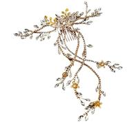 Tocado de novia, Tiaras nupciales de perlas de cristal, diademas for dama de honor, enredadera for el pelo de Diamante for accesorios de boda Para Boda Fiesta Velada(Gold)