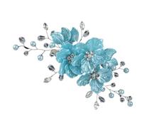 Tocado De Novia Tocado de novia con perlas de cristal y flores, tocado elegante for mujer, joyas for accesorios for el cabello de boda, 2 uds. Tocados De Pelo Boda(Blue)