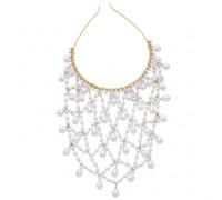 Tocado de perlas, cadena para la cabeza Art Deco con diamantes de imitación, accesorio para el cabello estilo flapper de los años 20 para mujeres, fiestas, bodas vintage (dorado)