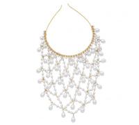 Tocado de perlas, cadena para la cabeza Art Deco con diamantes de imitación, accesorio para el cabello estilo flapper de los años 20 para mujer, fiesta, boda vintage, dorado