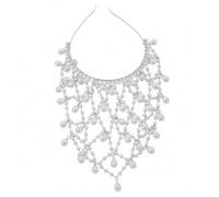 Tocado de perlas, cadena para la cabeza Art Deco con diamantes de imitación, accesorio para el cabello estilo flapper de los años 20 para mujer, fiesta, boda vintage, plateado